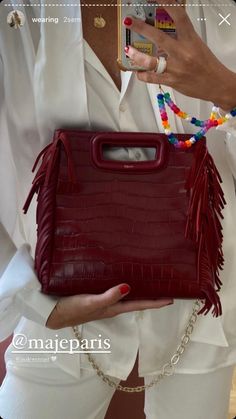 Maje Bag Outfits, Maje Bag, Bag Obsession, Hot Bags, Red Bag, Punk Fashion, Fitness Inspo