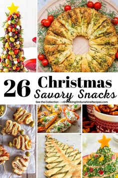 christmas savory snacks with the words, 26 christmas savory snacks