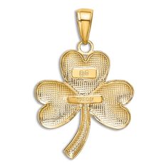 Keep your vacation or honeymoon with you when you wear the Shamrock Charm, fashioned in lustrous 14K yellow gold, on your favorite charm necklace or bracelet. 14k Gold Good Luck Pendant Charms, 14k Gold Charms In Fine Jewelry Style, 14k Gold Charms Fine Jewelry, 14k Gold Pendant Charms For Good Luck, Luxury Yellow Gold Charms For Anniversary, Classic Good Luck Charms Jewelry, Luxury Gold Charms For Anniversary, Good Luck Yellow Gold Pendant Charms, Classic Gold Charms For Anniversary