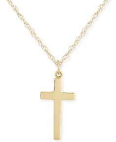 Classic cross necklace that will last a lifetime. Crafted in 14k yellow gold. Elegant Tarnish-resistant Cross Pendant Necklace, Macy's Polished Finish Necklaces For Gifts, Elegant Gold Cross Necklace With Round Pendant, Tarnish Resistant Cross Necklace For Formal Occasions, Tarnish-resistant Cross Necklace For Formal Occasions, Formal Tarnish-resistant Cross Necklace, 14k Gold Cross Necklace Tarnish Resistant, Fine Jewelry Tarnish Resistant Cross Pendant, Macy's Tarnish Resistant Jewelry Gift