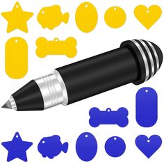 a pen and some cut out shapes to make it look like they are in the shape of stars