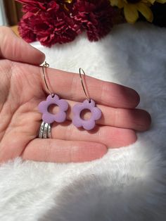 *free shipping over $35 in purchases* Purple Boho Flower Hoop Dangles A perfect gift for a Fall lover, your girl friend, wife, mom, sister, or bestie....or treat yourself! These are absolutely beautiful, light weight, and easy to wear. All the earrings I make are hand made by me in small batches. I have a few of each at the start of a collection launch, and then once sold out, I may make more and restock depending on demand. - I test all my earrings to ensure quality, durability, and comfort. ❤️I love being creative and I take joy in carefully crafting pieces for others. I hope you enjoy! 💌Message me with questions or custom requests. :) ✨Follow me on IG @madebypeachco Purple Bohemian Flower Earrings As Gift, Purple Bohemian Flower Earrings For Gift, Bohemian Purple Flower Earrings, Unique Purple Flower Earrings, Purple Flower-shaped Handmade Jewelry, Flower Earrings, Wedding Shop, Jewelry Earrings Dangle, Dangle Drop Earrings