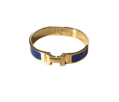 Gold H Cuff Bracelet in Royal Blue Royal Blue Accessories, Dream Wishlist, Hermes Bracelet, Summer Stuff, Blue Accessories, Funky Jewelry, Jewelry Lookbook, Cuff Bracelet, Royal Blue