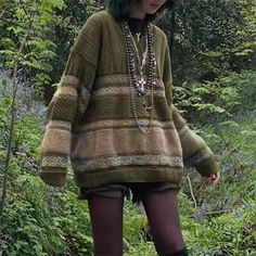 Fairycore Sweater, Oversized Sweater Vest, Vest Y2k, Look Grunge, Estilo Hippy, The Cardigans, Earthy Outfits, 25 21, Swaggy Outfits