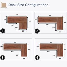 the measurements for desk size configurations