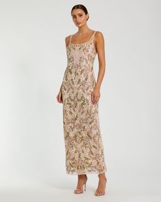 Sleeveless Hand Beaded Floral Midi Dress Mac Duggal Dress, Embellished Fabric, Midi Cocktail Dress, Midi Sheath Dress, Mac Duggal, Floral Midi Dress, Hand Beading, Sheath Dress, Night Gown