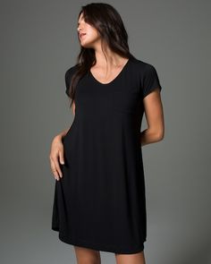 Cool Nights Short Sleeve Sleepshirt - Soma Black Nightgown, Soma Intimates, Bra Dress, Long Sleeve And Shorts, The Vanishing, Swim Fashion, One Piece Suit, Sleep Shirt, Night Shirt