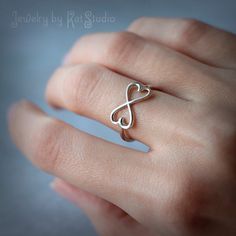 Silver Infinity heart ring - love ring - infinity ring, promise ring, wedding, heart ring, Sterling Gift Sterling Silver Infinity Stackable Rings, Sterling Silver Infinity Stackable Rings As Gift, Silver Infinity Ring For Valentine's Day, Sterling Silver Infinity Rings For Valentine's Day, Adjustable Infinity Promise Ring, Sterling Silver Infinity Ring Gift, Sterling Silver Infinity Ring, Minimalist Sterling Silver Infinity Ring, Infinity Promise Ring For Valentine's Day