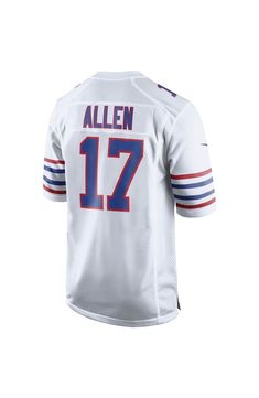 Nike Men's Nike Josh Allen White Buffalo Bills Alternate Game Player Jersey | Nordstrom Varsity Jersey For Football Season, Varsity Football Season Jersey, Collegiate Football Season Jersey, White Sportswear Jersey, Nike Team Spirit Jersey For Sports Events, Nike Team Jersey With Logo, White Team Name Jersey For Fans, White Jersey With Letter Print For Fan Gear, White Crew Neck Jersey For Football