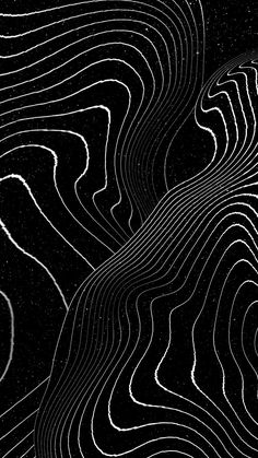 an abstract black and white image with wavy lines in the middle, on a dark background