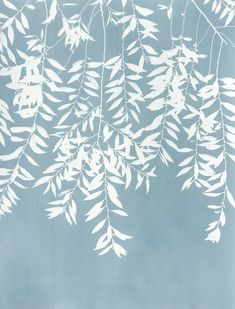 an image of white leaves on a blue background