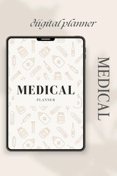 the medical planner is displayed on a tablet screen with icons and text in white background