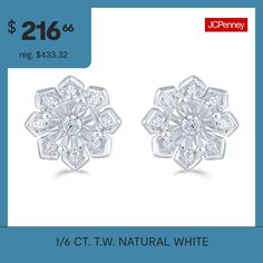 Features: Quick ShipDiamond Clarity: I3Earring Back: PostSetting: PaveShape: FlowerStone Cut: RoundDiamond Color: I-JMetal Color: WhiteEarring Length: 9.4mmEarring Width: 9.4mmRounded Carat Weight: 1/6 Ct. T.w.Care: Wipe CleanStone Type: 18 Natural DiamondAuthenticity: Natural DiamondBirthstone: April BirthstoneEarrings Style: Stud EarringsMetal: Sterling SilverCountry of Origin: Imported White Classic Flower Earrings For Anniversary, Classic White Round Flower Earrings, Classic White Flower Earrings For Anniversary, White Diamond Flower-shaped Earrings For Anniversary, Classic White Flower Shape Cluster Earrings, Classic White Flower-shaped Cluster Earrings, White Diamond Flower Earrings For Anniversary, White Prong Set Flower Earrings For Formal Occasions, Formal White Flower Earrings With Prong Setting