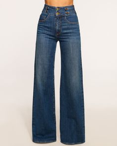 Liv Wide Leg Jean in medium wash | Ramy Brook Cool Attitude, Wide Leg Jeans Outfit, High Waisted Wide Leg Jeans, Girl Vibe, Ramy Brook, Waist Jeans, Designer Jeans, Wide Legs, Fashion Mode