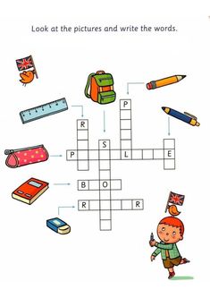 a crossword puzzle with pictures and words to help kids learn the english word search