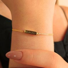 A Timeless Tribute: Memorial Bar Name Bracelet Honor the memory of a loved one with our Memorial Bar Name Bracelet, a cherished keepsake available in Silver or 14K Gold. This bracelet allows you to carry the memory of your beloved with you, creating a lasting tribute that's both elegant and deeply meaningful. ✨ Memorial Keepsake: The discreet bar design conceals a precious compartment, allowing you to hold a small portion of ashes or a meaningful keepsake close to your heart. 📅 Date of Remembra 14k Gold Name Bracelet With Engraving For Anniversary, Rectangular Engraved Gold Bracelet Gift, Minimalist Engraved Name Bracelet For Anniversary, Gold Engraved Bracelet For Anniversary, Gold Bracelet With Engraving Option For Anniversary, Dainty Engraved Gold Bracelet As Gift, Personalized Gold Nameplate Bracelet For Wedding, Dainty Engraved Gold Bracelet Gift, Dainty Engraved Gold Bracelet For Wedding