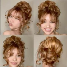 Follow for more 🐚🦢 2000 Prom Hairstyles, Updo For Quinceanera, Fairy Bun Hairstyles, Birthday Updo Hairstyles, Old Fashioned Hairstyles Vintage, 2000s Prom Hair, Vampy Updo, Short Quince Hairstyles, Cute Hair Designs