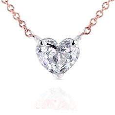 Floating Heart Diamond Necklace 3/4 CTW in 14K Gold (Certified, SI) Heart Diamond Necklace, Heart Shaped Diamond Pendant, Solitaire Necklace, Special Necklace, Heart Necklace Diamond, Diamond Solitaire Necklace, Diamond Necklaces, Heart Pendant Gold, Heart Diamond