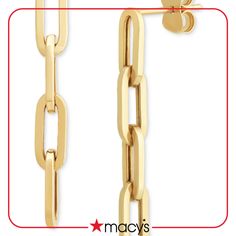 in stock Macy's Oval Gold Jewelry, Macy's Yellow Gold Oval Earrings, Macy's Oval Yellow Gold Earrings, 14k Gold Oblong Earrings For Gift, 14k Gold Oblong Earrings As Gift, Classic Gold Earrings With Rectangular Links, Classic Link Earrings For Formal Occasions, Gold Classic Rectangular Link Earrings, Classic Link Earrings For Gift