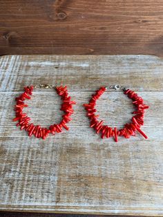 Handmade coral bracelets, choose from gold tone clasp or silver tone clasp. Both bracelets measure 8 inches long. If you need links added to make Bracelet longer please let me know! Red Coral Bracelet, Hand-strung Red Coral Jewelry Gift, Hand-strung Red Coral Jewelry For Gifts, Hand-strung Red Coral Jewelry As A Gift, Gift Red Coral Bracelet With Gemstone Beads, Gift Jewelry With Hand-strung Red Coral, Red Coral Bracelets With Gemstone Beads, Adjustable Red Coral Beaded Bracelets As Gift, Red Coral Gemstone Beads Bracelets