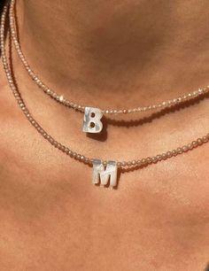 Sparkling Initial Choker Beads – Vlessi Outfits Layering, Personal Jewelry, Custom Initial Necklace, Gold Letter Necklace, Name Pendant, Pink Bling, Pretty Necklaces, Summer Necklace, Vintage Lettering