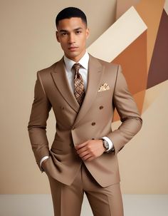 DOUBLE BREASTED SUIT, Brown 2 Piece Suit, Wedding Suit, Groom Suit, Men 2 Piece Suit This is new modern Slim fit 3D Cut style which give you look slimmer and smarter. Color - Brown Jacket and vest are lined with 100% Satin Notch Lapel, Two Pockets at bottom of jacket and one inside. Free Express Shipping all over the world. Dark Tan Suit Wedding, Tailored Double Breasted Suit For Groom, Double-breasted Wedding Tuxedo In Suiting Fabric, Double-breasted Wedding Tuxedo, Double-breasted Suiting Fabric Tuxedo For Wedding, Dapper Double Breasted Suit With Notch Lapel For Wedding, Dapper Double Breasted Wedding Suit With Notch Lapel, Dapper Notch Lapel Double Breasted Wedding Suit, Wedding Double-breasted Suit With Notch Lapel