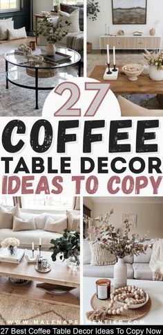 Looking for the best coffee table decor ideas? This post shows you 27 inspirational but easy coffee table decorating ideas. #coffeetable How To Decorate Living Room Coffee Table, How To Dress A Coffee Table Ideas, How To Style Living Room Table, Coffee Table Bottom Shelf Decor, Home Decor Ideas Coffee Tables, Coffee Table Decor Dark Wood, Decorations For Coffee Table Ideas, How To Style A Tray Living Room, Center Table Decorations Living Room