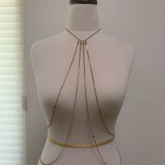 Brand New Open To Offers And Trades Summer Body Chain With Chain Strap For Night Out, Elegant Gold Chain Body Chain For Summer, Fitted Gold Body Chain For Night Out, Gold Backless Body Chain, Gold Body Chain For Summer Evening, Gold Body Jewelry For Summer Evenings, Gold Body Chain For Evening In Summer, Summer Festival Fitted Body Chain, Gold Body Chain For Summer