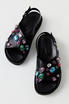 Bling Sandals, Crystal Sandals, Rhinestone Embellishments, Rock Candy, Embellished Sandals, Free People Shoes, Fall Shoes, Pretty Shoes, Dream Shoes