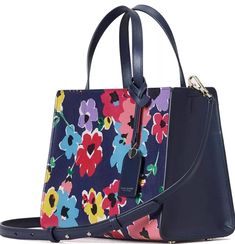 NWT Gorgeous Kate Spade Sam Wildflower Bouquet medium satchel - Floral | eBay Leather Top Handle Bag With Floral Print, Spring Floral Print Crossbody Bag, Leather Satchel With Double Handle For Spring, Spring Leather Satchel With Double Handle, Floral Print Tote Satchel For Daily Use, Leather Satchel For On-the-go Spring, Leather Top Handle Bag For Spring, Spring Leather Top Handle Bag, Floral Print Satchel Shoulder Bag