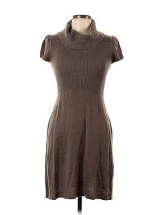 Calvin Klein Casual Dress Size: 2X-Small Brown Dresses - used. No Fabric Content, Sweater Dress, Turtleneck, Knee Length, Short Sleeve | Calvin Klein Casual Dress - Sweater Dress: Brown Dresses - Used - Size 2X-Small Sweater Dress Brown, Brown Casual Dress, Brown Dresses, Dress Sweater, Brown Dress, Casual Dresses For Women, Casual Dress, Knee Length, Casual Dresses