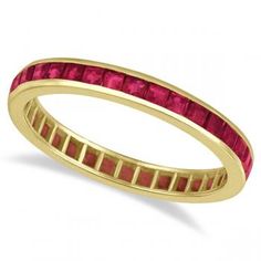 Princess-Cut Ruby Eternity Ring Band 14k Yellow Gold (1.20ct) Ruby Jewelry Ring, Ruby Eternity Ring, Ruby Eternity Band, Boho Jewellery Necklaces, Bezel Set Diamond Ring, July Birthstone Ring, January Birthstone Rings, Eternity Ring Gold, Ring Guard