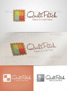 the logo for quilt patch is shown in three different colors and sizes, including orange, yellow