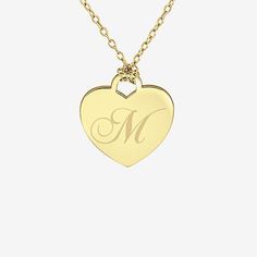 Included: 1 Chain(s)Features: Engraveable, PersonalizedJewelry Closure: Spring Ring ClaspLink Construction: SolidMetal Color: YellowChain Length: 18 InchChain Width: 1.25 MillimetersPendant Length: 17mmPendant Width: 17mmMetal: 24k Gold Over SilverChain Construction: CableCare: Polishing ClothAssembled in the US from Imported Materials Classic Yellow Gold Heart Necklace For Gift, Classic Yellow Gold Heart Necklace As Gift, Gold Tarnish Resistant Necklace For Anniversary Gift, Gold Heart Initial Necklace For Anniversary, Classic Heart Necklace As Gift, Gold Tarnish Resistant Necklace For Anniversary, Classic Gold Initial Necklace For Mother's Day, Gold Initial Necklace With Heart Pendant For Anniversary, Dainty Gold Heart Necklace For Personalized Gift