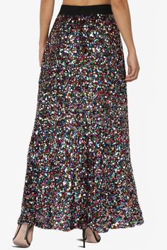 Indulge in the allure of our Sparkly Sequin Maxi Skirt—where glamour meets comfort. The Elastic High Waist and A-Line silhouette long skirt make it a party essential.Shine with confidence in this long, dazzling piece.Perfect for parties, gatherings, or a night out on the town, this skirt is the epitome of timeless chic. Shimmering sequin embellishments Elastic high waist for comfort, lightweight material makes it suitable for various seasons Pull on closure, A-line silhouette Perfect for festive Glamorous Long Skirt For Festive Occasions, Glamorous Long Festive Skirt, Glamorous Sequined Maxi Skirt For Party Season, Glamorous Long Sequin Skirt, Long Skirt For Prom And Party Season, Elegant Bottoms For Prom And Party Season, Glamorous Sequined Maxi Skirt, Elegant Sequined Maxi Skirt For Evening, Elegant Sequined Maxi Skirt For Party Season