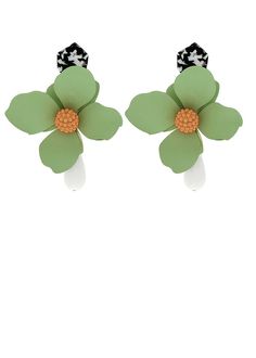 Brighten up any outfit with these playful Green Flower Drop Statement Earrings. Designed for women, these earrings feature a delicate flower drop and a sparkling water drop, making them the perfect statement piece for any occasion. Add some fun and flair to your wardrobe with these unique earrings. 4 1/2" (10.4cm) drop 1 1/4" (7.3cm) width Post back Alloy, plastic Women's earrings Item #460703 Spring 3d Flowers Dangle Earrings, Spring Party Earrings With 3d Flowers, Spring Flower Dangle Earrings, Dangle Flower Earrings With 3d Flowers, Flower Decoration Drop Earrings For Summer, Flower Drop Earrings For Party, Flower Charm Earrings For Party, Party Flower Drop Earrings, Trendy 3d Flower Earrings For Spring