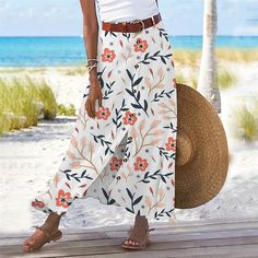 Season:Summer; Fabric:Cotton And Linen; Dress Length:Maxi; Gender:Women's; Style:Fashion,Casual; Occasion:Casual Daily; Fit Type:Regular Fit; Waistline:High Waist; Pattern:Floral; Design:Split Ends,Print; Pants Type:Skirt,Linen Skirts,A Line; Front page:FF; Listing Date:04/08/2024; Production mode:External procurement; Hips:; Length:; Waist: Cheap Maxi Skirts, Linen Skirts, Linen Fashion, Skirts Midi High Waisted, Split Design, Half Skirt, Floral Maxi Skirt, Fall Skirts, Linen Skirt