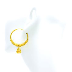 These exquisite 22k gold Bali earrings, weighing 13.0 grams, feature an opulent and gleaming design that exudes luxury and sophistication. The yellow gold finish enhances their radiant appeal, making them a perfect accessory for any occasion. With a diameter of 1.5 inches and a length of 1 inch, these Bali/hoop earrings offer a stylish and comfortable fit. Ideal for those who appreciate high-quality craftsmanship and timeless beauty, these opulent earrings are a cherished addition to any jewelry collection. Product Details Gold Purity(karat): 22k Gold Weight(grams): 13.0 Item Finish: Yellow Gold Earring Style: Bali/Hoop Earring Earring Diameter: 1.5" Earring Length: 1" Opulent Earrings, Gold Bali, Bridal Jewelry Necklace, Precious Stones Rings, Bali Earrings, Diamond Pendant Sets, Modern Bracelets, Fancy Necklace, Fancy Rings