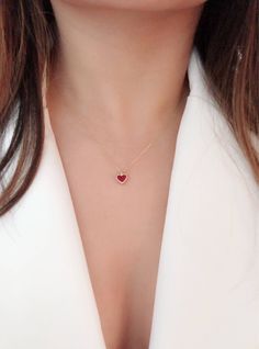 Tiny and dainty red agate heart filled with love and passion, such a perfect present for Valentine's Day or for your loved ones.  :: Style name: RDHRT-ENLN1034 :: Heart size: 7x7.5mm :: Material: 14k solid yellow gold :: Stone type: red agate  :: Pendant Only Notes :: Jewelries are measured in millimeters and centimeters. :: Please read store policy before placing order. :: In stock items are ready to ship in 3 business days, made to order items are ready to ship in 2-4 weeks. :: International Shipping AVAILABLE. :: Engraved necklace are non-refundable. :: Necklace/bracelet requested to unusual length are refundable with $25 restocking charges. :: All jewelry comes in beautiful box packaging ready to be gifted. :: Visit TiaJewelry @ http://TiaJewel.etsy.com Red Heart Necklace, Valentines Day Presents, Gold Alloys, Tiny Heart, Red Agate, Solid Gold Jewelry, Cute Charms, Pretty Rings, Engraved Necklace