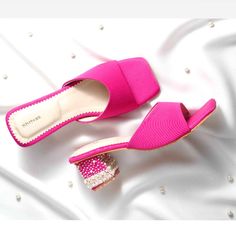 Beautiful block heels for your feet 💓 Color : Hot pink Material: Lycra and Vegan leather Heel height: 2 inches Care : Spot cleaning with any acetone solution Pink Block Heel Wedding Shoes For Summer, Summer Wedding Shoes With Block Heel In Pink, Summer Wedding Shoes In Pink With Block Heel, Pink Low Heel Block Heels For Formal Occasions, Pink Open Heel Block Heels For Summer, Summer Pink Open Heel Block Heels, Pink Low Heel Spring Wedding Shoes, Pink Low Heel Wedding Shoes For Spring, Pink Open Toe Wedding Shoes For Spring