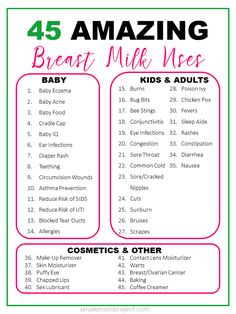 the 25 amazing breast milk uses list