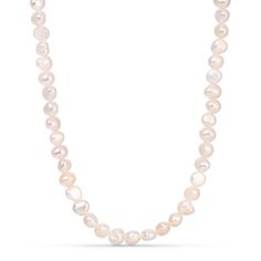 A unique and individual update to your mother's classic string of pearls, this necklace features baroque freshwater pearls that give this necklace an organic and natural beauty. If you feel like regular pearls are a little bit too dated for you, try this one out for a more modern vibe and versatile look. Classic Pearl Necklace With Baroque Pearl Chain, Classic Baroque Pearl Necklace With Pearl Chain, Classic Pearl Necklace With Polished Beads, Pearl White Single Strand Necklace With Round Beads, Single Strand Pearl Necklaces With Round Beads, Classic Pearl Necklaces With Polished Beads, Everyday Single Strand Pearl Necklace With Round Beads, Everyday Single Strand Pearl Necklace, Baroque Pearl Necklace With Round Beads