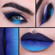 Lip Pictures, Eyeliner Tips, Lip Art Makeup, Ombre Lips, Lipstick Art, Blue Eyeshadow, Diy Beauty Hacks, Eye Makeup Art