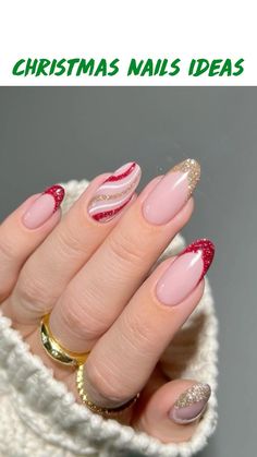 Santa Nails, Candy Cane Nails, Red Christmas Nails, Her Nails, Christmas Nails Acrylic