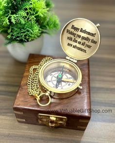 A Beautiful Handmade Brass Compass, Perfect Gift for Retirement For Men And Women, This can be a retirement gift for Teacher, Mother, father, Any Officer. Personalized engraving on this compass makes it more unique and personal. This Compass Can be Engraved Inside , Top Side , Back Side . Size of compass is 2 Inch Size of Leather Case and Wooden Box is 3 inch . The Leather / Wooden case keeps it clean and safe ------------------------------------------ **PERSONALIZATION INSTRUCTIONS** ---------- Retirement Gift For Men, Retirement Gift Ideas For Men, Retirement Gift Basket, Retirement Gifts For Dad, Army Retirement, Retirement Gifts For Men, Personalized Retirement Gifts, Teacher Retirement Gifts, Army Gifts