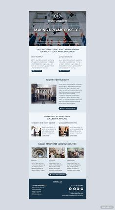 an image of a web page for a business website with blue and white colors, including the