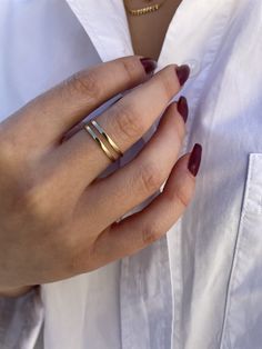 You can never go wrong with a classic stripe. This golden piece makes a beautiful pair with our Ivy ring.  Details: 14k solid gold Thickness: 4.0 mm Midi Rings Gold, Gold Stacking Ring, Ring Everyday, Minimal Ring, Zierlicher Ring, Everyday Ring, Midi Ring, Midi Rings, Gold Ring Stack