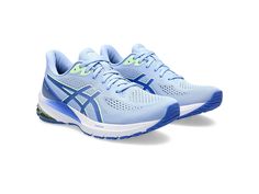 ASICS Women's GT-1000(r) 12 - Women's Shoes : Light Sapphire/Illuminate Yellow : Featuring a FLYTEFOAM midsole, the ASICS Women's GT-1000 12 12 Shoes are perfect for long-distance running. This pair comes with a gusseted tongue for extra comfort. Polyester and synthetic mesh upper with synthetic overlays. LITETRUSS technology improves medial support and midfoot integrity. Lace-up closure. Rubber and synthetic mesh lining. OrthoLite X-30 footbed. OrthoLite X-30 sockliner provides soft step-in comfort. External heel counter improves the fit and helps increase stability. Round toe design. Rubber outsole. Imported. Long Distance Running, Asics Women, Light Sapphire, Toe Designs, Shoes Sneakers, Sapphire, Lace Up, Running, Yellow