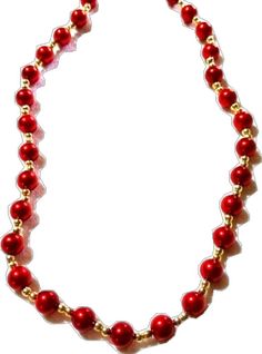 Red Round Bead Necklaces For Christmas, Elegant Red Beaded Necklace For Christmas, Red Single Strand Beaded Necklace For Party, Red 8mm Beads Jewelry For Festive Occasion, Gold Beads Necklace, Dainty Bar Necklace, South Sea Pearl Necklace, Choker Handmade, Golden South Sea Pearls