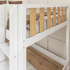 the bunk bed is made up and ready to be used as a child's room